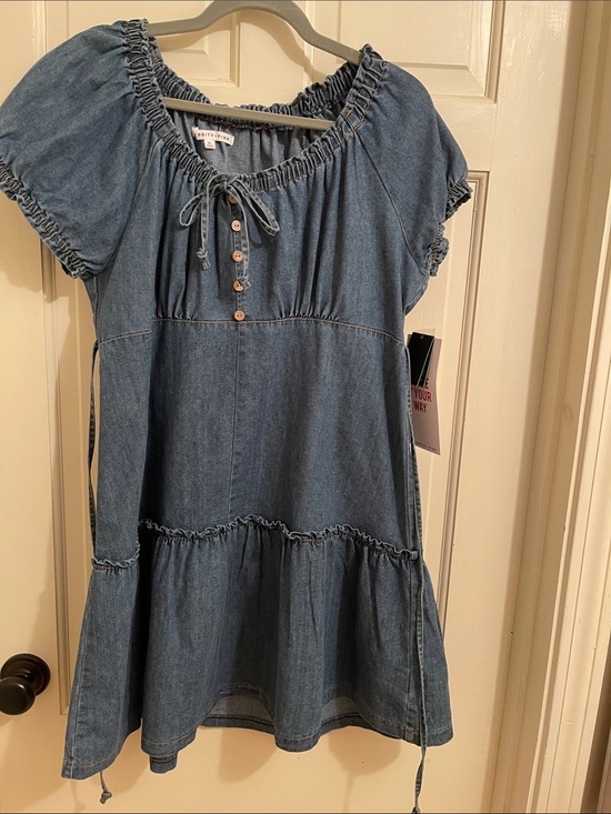 Celebrity Pink Dresses & Skirts - Celebrity Pink Denim Peasant Dress - Blue